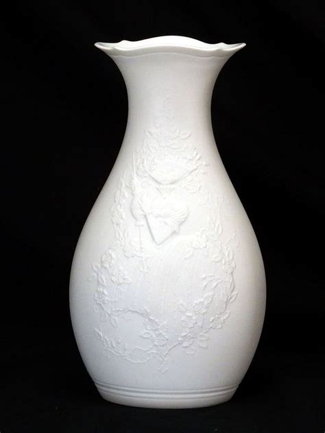 Vintage 1970s Kaiser Embossed Princess White Bisque Vase Designed By M