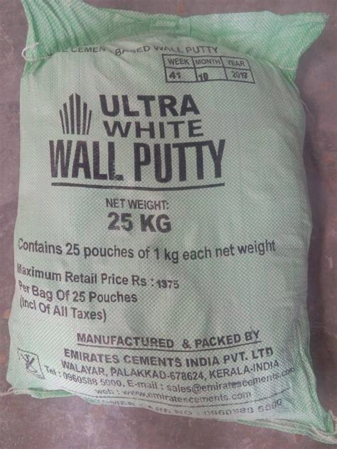 Kg Ultra White Cement Based Wall Putty At Bag Vengara Id