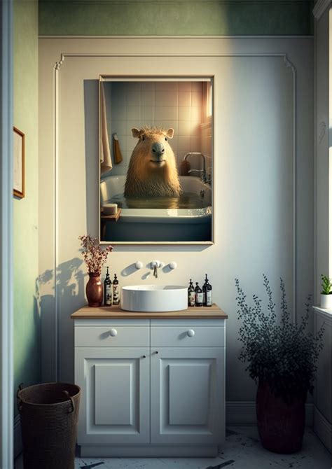 Capybara Art Capybara Poster Capybara Printable Funny Bathroom Print