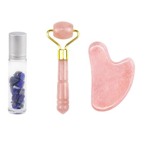 Rose Quarz Jade Roller Gua Sha Bord Massager Gesicht Hebe Werkzeug