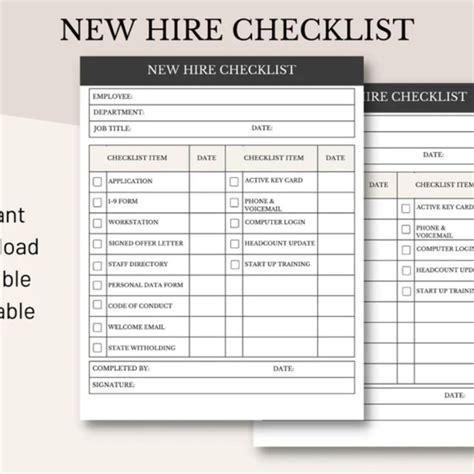 New Hire Checklist Employee Onboarding Checklist New Employee Etsy