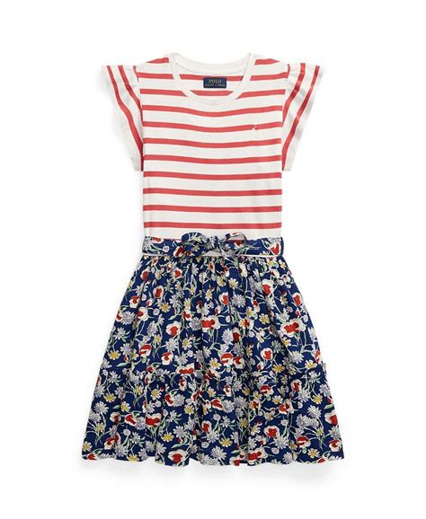 Polo Ralph Lauren Big Girls Striped Floral Cotton Blend Dress Macys