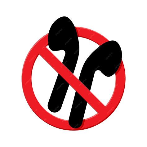 Premium Vector No Earbuds Allowed Sign Forbidden Circle Black