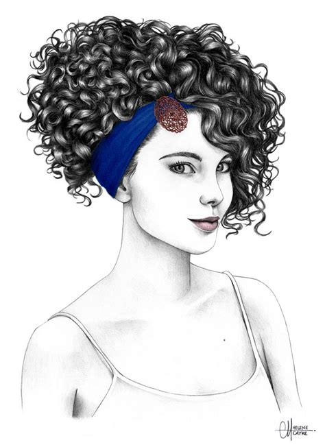 Hélène Cayre Cheveux dessin Dessin de cheveux bouclés Dessin coiffure