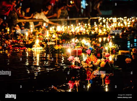 Bangkok Thailand November 11 Loy Krathong Festival Night Shot Of