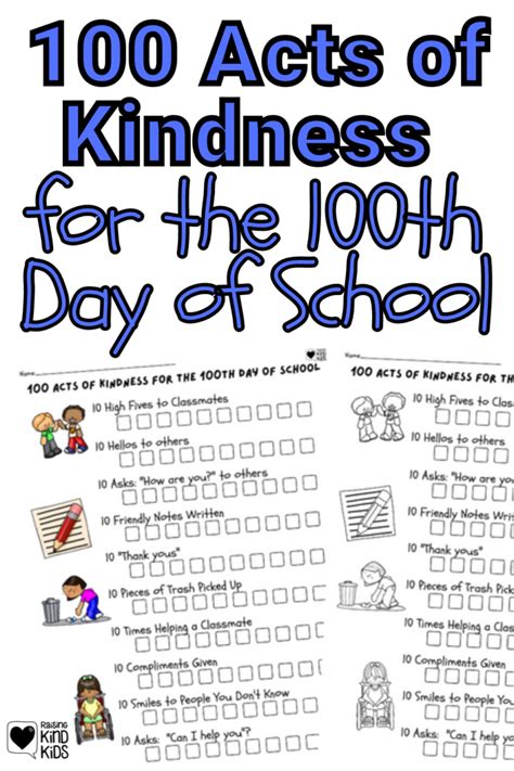 100th Day Of School Kindness Activities For The 100th Day Of School