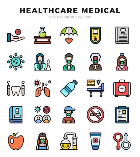 Conjunto De Iconos Médicos De Atención Médica Colección De Simples Iconos Web De Color Lineal