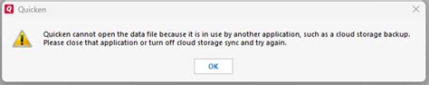 Quicken Cannot Open The Data File — Quicken
