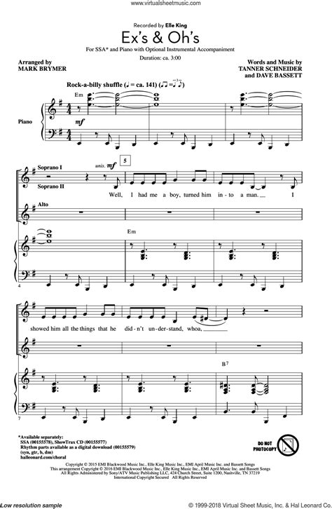 Brymer Exs And Ohs Sheet Music For Choir Ssa Soprano Alto