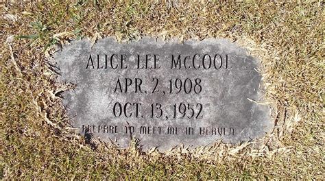 Alice Lee Stewart McCool 1908 1952 Find A Grave Memorial