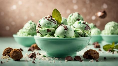 Premium Photo Delicious Mint Chocolate Chip Gelato Ice Cream Is A Refreshing And Decadent With