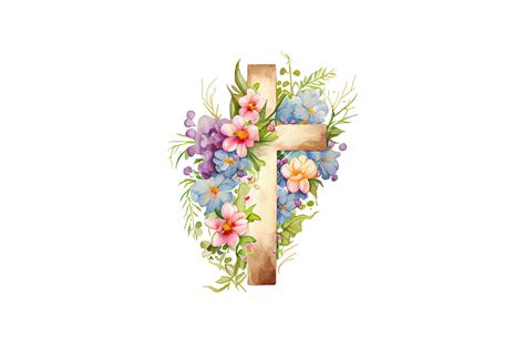 Watercolor Floral Cross Clipart Graphic by Creative FTE · Creative Fabrica