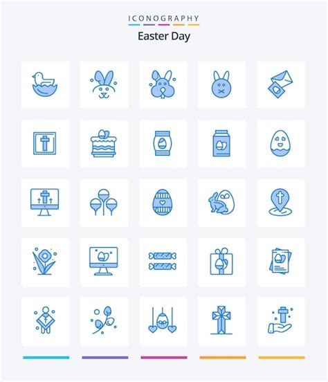 Creative Easter 25 Paquete De Iconos Azules Como Huevo De Pascua Huevo