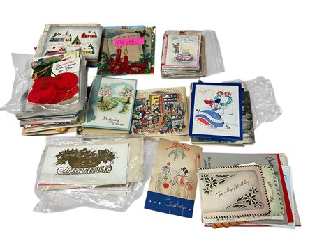 lot box  vintage birthday cards  holiday cards