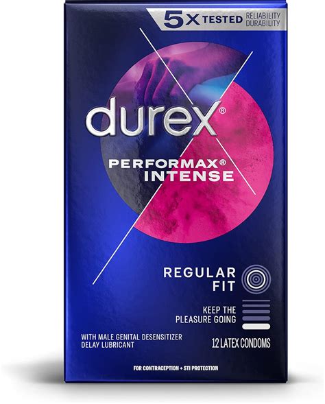 Durex Performax Intense Natural Rubber Latex Condoms Regular Fit 12 Count