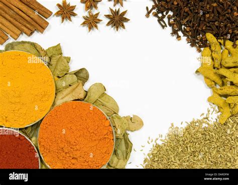 Herbs And Spices On A White Background Stock Photo Alamy