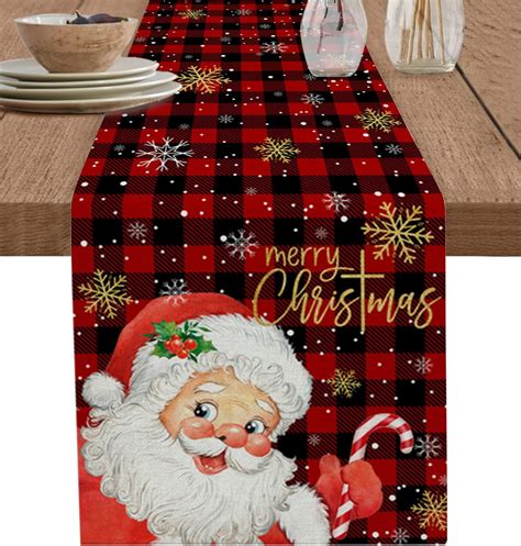 Amazon.com: Table Runner - Merry Christmas Cute Santa Claus 48inch Long ...