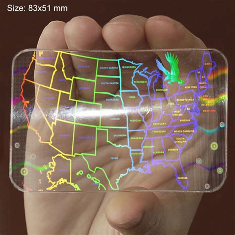 ALL STATES SECURED ID CARD USA ID Hologram Overlay Sticker 3D With