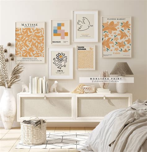 Orange Gallery Wall Set Orange Wall Art Flower Market Print - Etsy