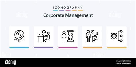 Corporate Management Line Icon Pack Including Document Badge Person