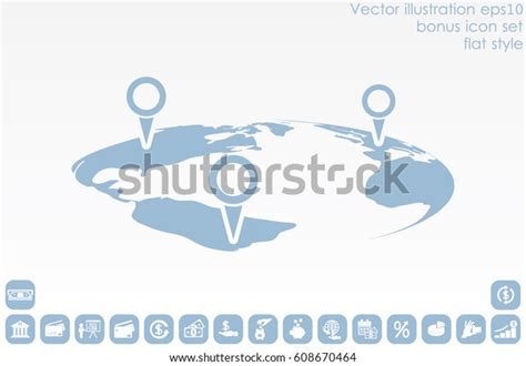 World Map Pointer Marks Icon Vector Stock Vector Royalty Free