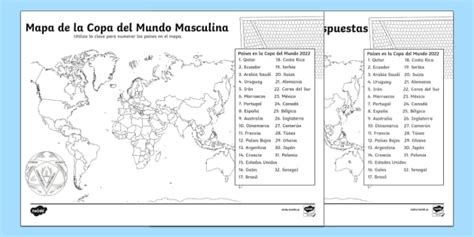 Hoja De Actividad Mapa De La Copa Del Mundo Qatar 2022