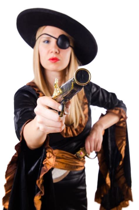 Woman In Pirate Costume Isolated Stock Photo Image Of Dangerous