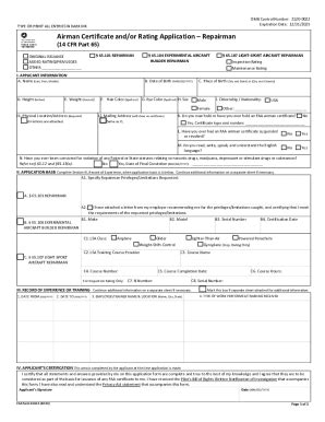 Fillable Online Faa Form Airman Certificate And Or Rating