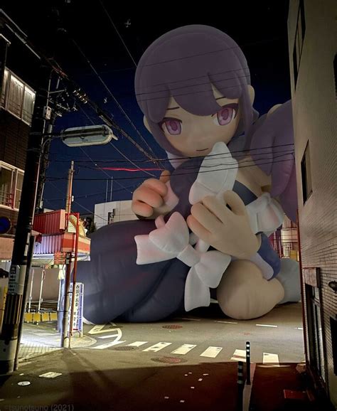 21 Giant Inflatable Female Anime Characters Digitally Placed In The