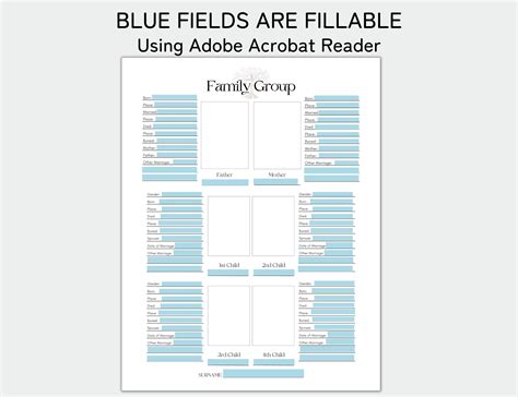 Family Tree Template, Family Tree Chart, Printable for Family Reunion ...