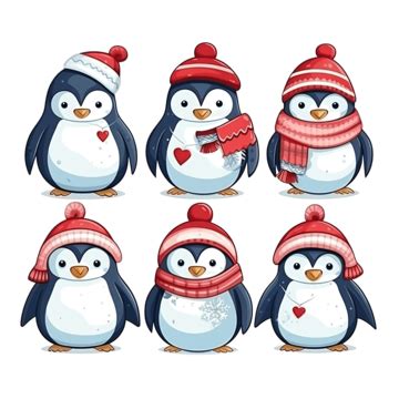 Círculo Navideño De Lindos Dibujos Animados De Pingüinos Divertidos Y