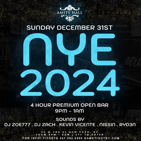 Dec 31 Amity Hall Downtown Nyc New Years Eve Party 2024 New York