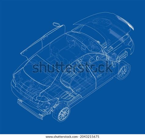 Assembling Electric Car Vector Rendering D Stock Vector Royalty Free