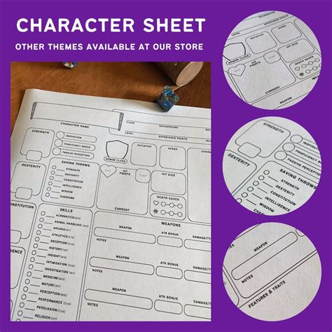 Dnd Character Sheet 5e And Spell Sheets Printable Pdfs For Dungeons And Dragons 5th Edition Etsy