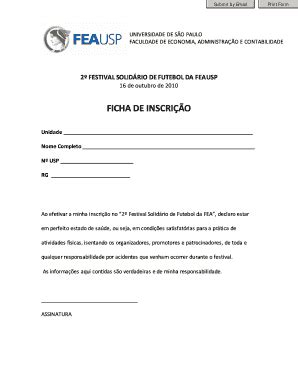 Preenchível Disponível fea usp FICHA DE INSCRIO FEA USP