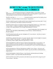 Acrp Ccrc Exam Docx Acrp Ccrc Exam Questions Answers All Correct