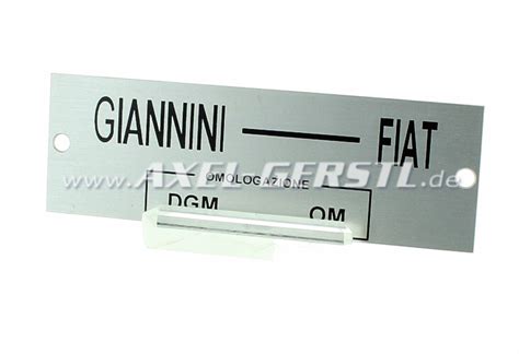 Targhetta Identificativa Giannini In Alluminio Ricambi Fiat D