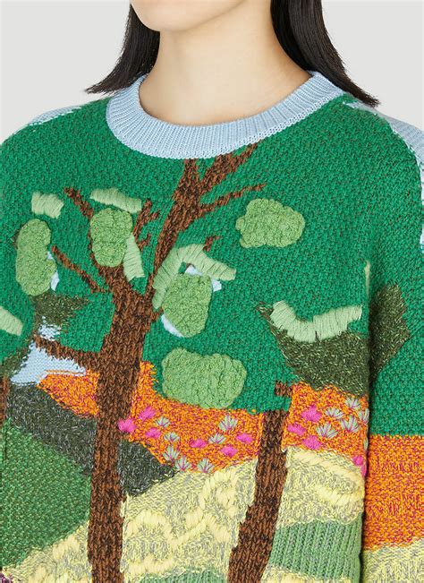 Stella Mccartney Tree Of Life Jaquard Knit Jumper In Green Stella