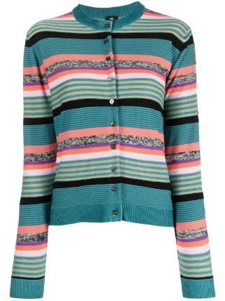 PS Paul Smith Stripe Print Organic Cotton Cardigan Farfetch