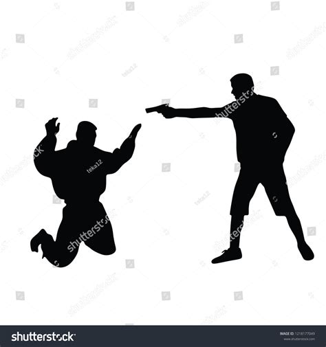 Self Defense Battle Vector Silhouette Illustration Stock Vector ...