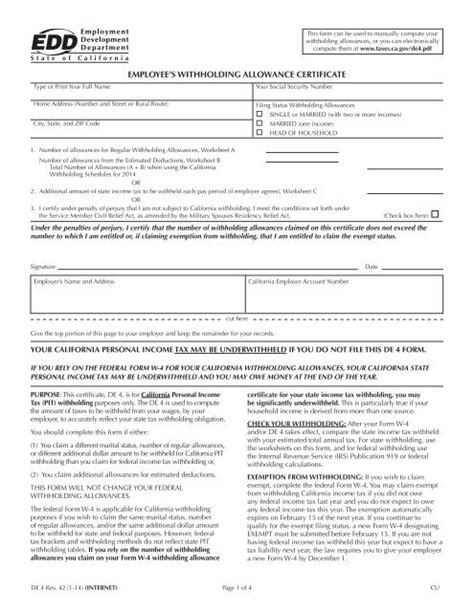 How To Fill Out Edd Withholding Allowance Certificate