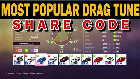 FORZA HORIZON 5 BEST DRAG TUNE SHARE CODES YouTube