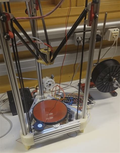 In house built FDM 3D printer of delta type with heated bed. | Download ...