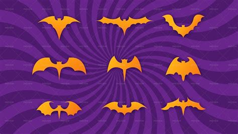 9 Halloween Bat Stickers - Graphics | Motion Array