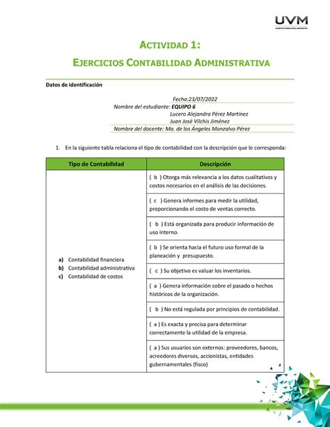 Cont Adm Tarea Actividad Ejercicios Contabilidad