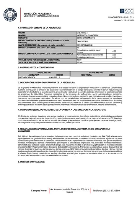 Silabo mATEMÁTICA fINANCIERA pdf