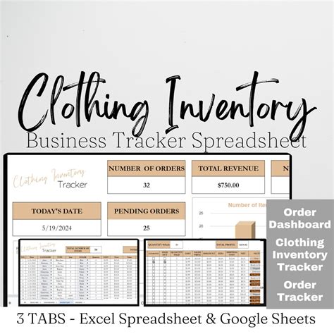 Clothing Business Inventory Tracker Log Clothing Inventory Templatetshirt Business Apparel