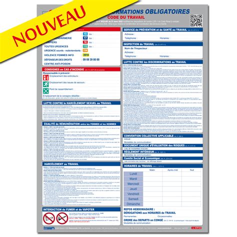 AFFICHAGES ET INFORMATIONS OBLIGATOIRES EN ENTREPRISE Tableau D