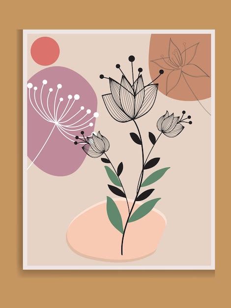 Premium Vector Flat Design Wall Art Illustration Botanical Wall Art