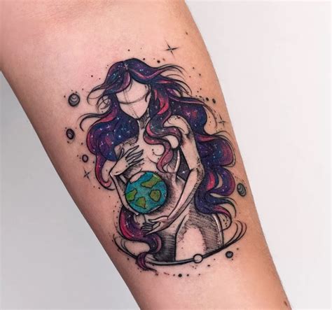 Gaia Mother Earth Sketch Tattoo Tattoogoto